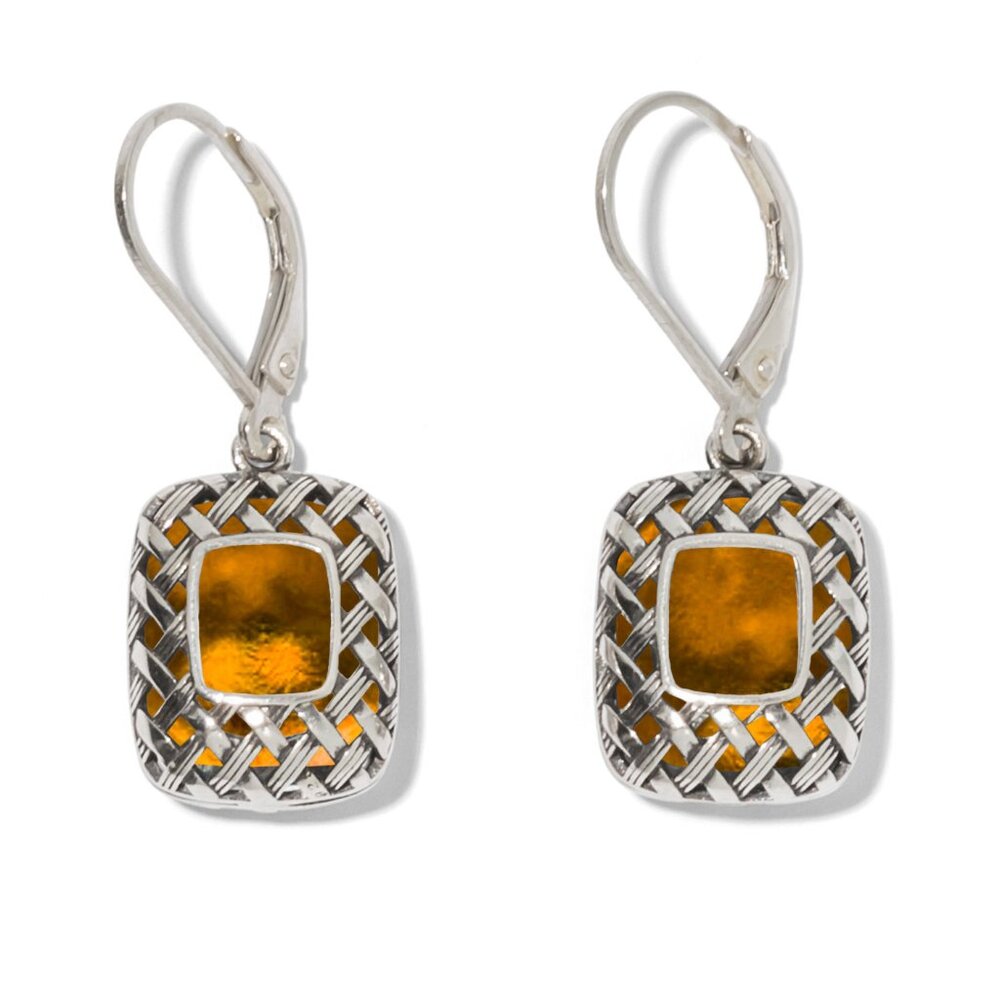 Recycled Vintage Brown Bleach Jug Vintage Quilted Square Earrings